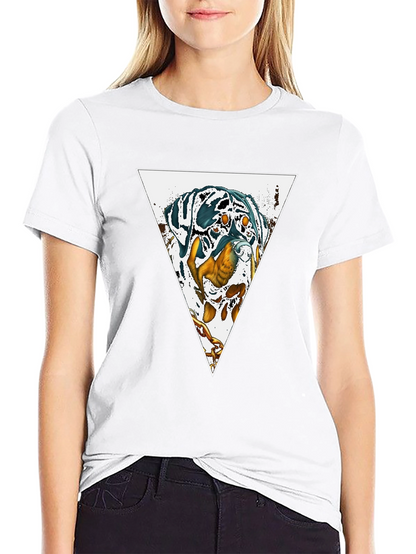 Dog Triangle Graphic Print Black Tee
