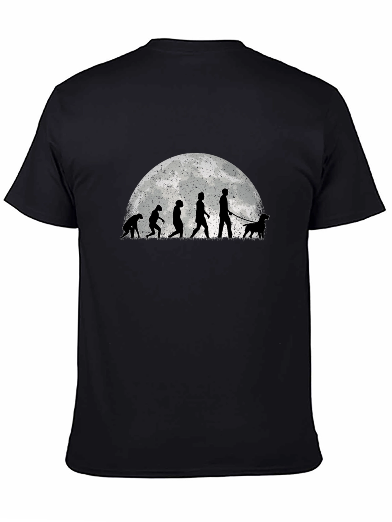 Evolution of Dog Walker Tee - Black Cotton Blend
