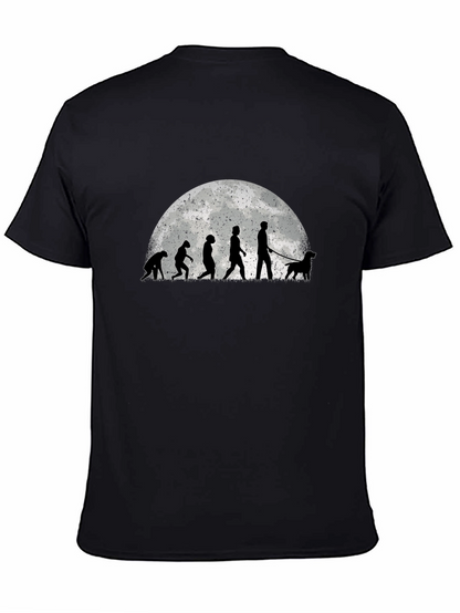 Evolution of Dog Walker Tee - Black Cotton Blend