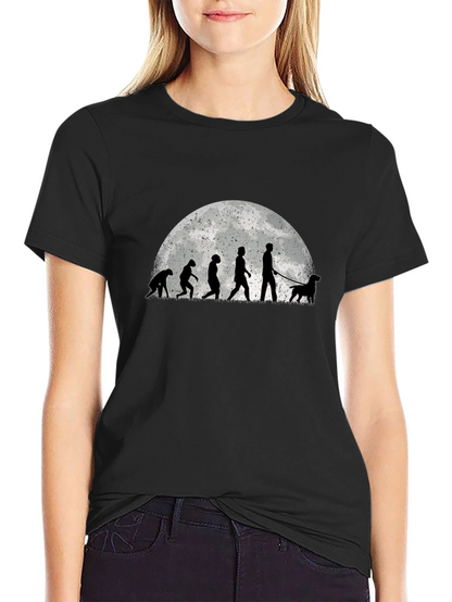 Evolution of Dog Walker Tee - Black Cotton Blend