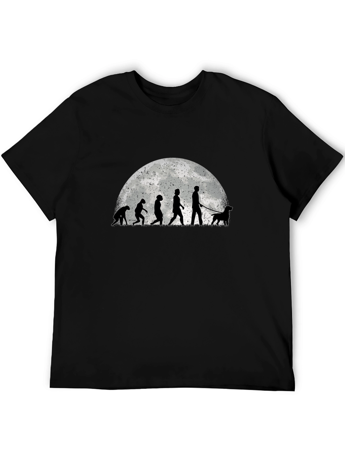 Evolution of Dog Walker Tee - Black Cotton Blend