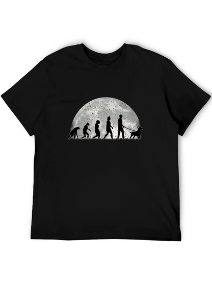 Evolution of Dog Walker Tee - Black Cotton Blend