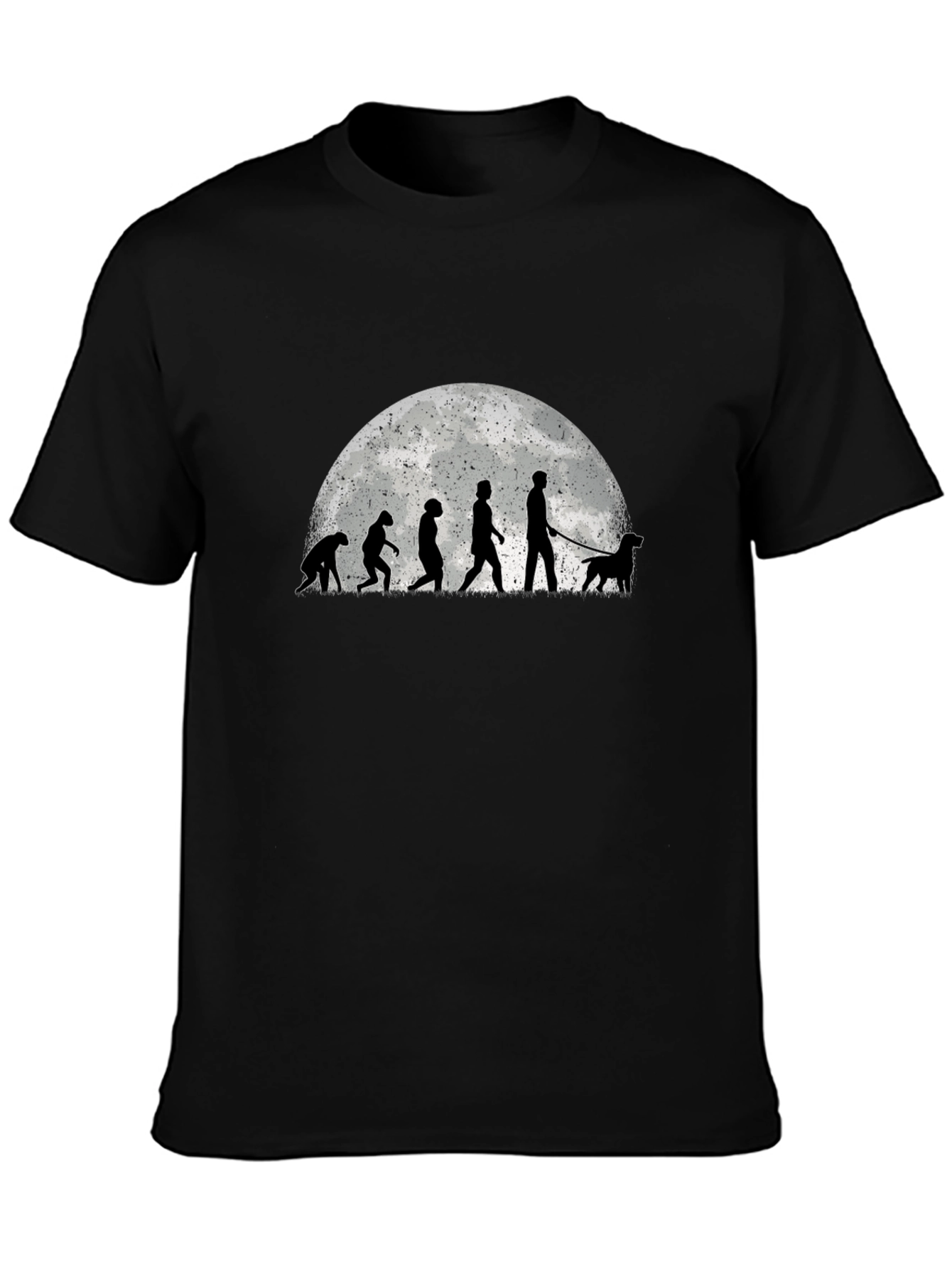 Evolution of Dog Walker Tee - Black Cotton Blend