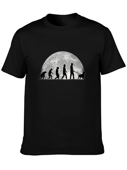Evolution of Dog Walker Tee - Black Cotton Blend