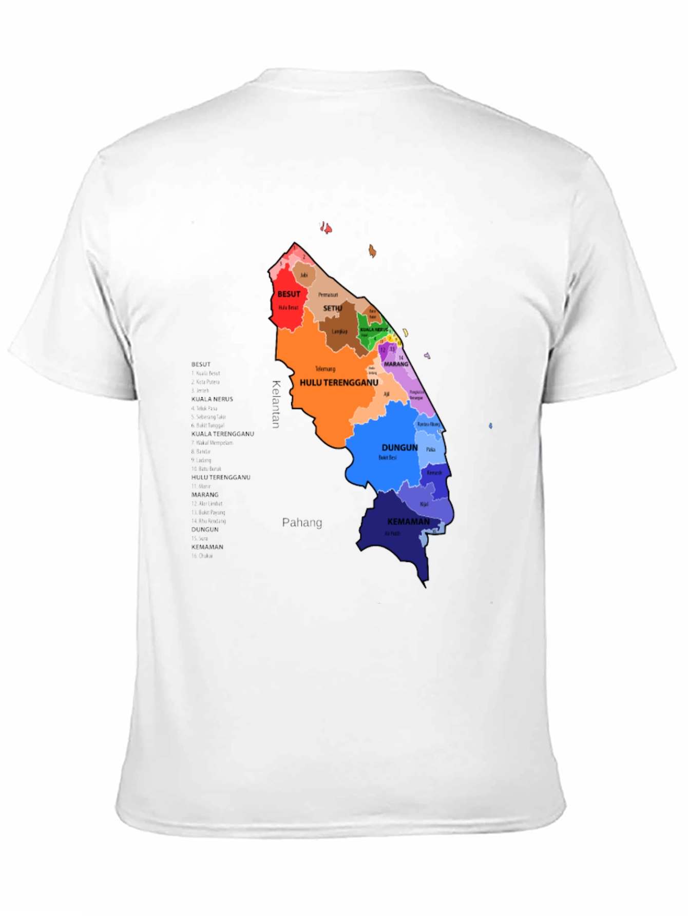 Terengganu State Map Graphic T-Shirt