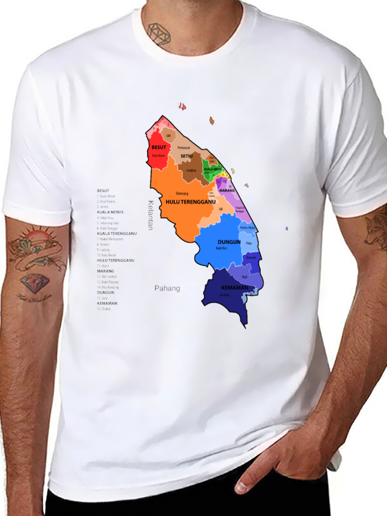 Terengganu State Map Graphic T-Shirt