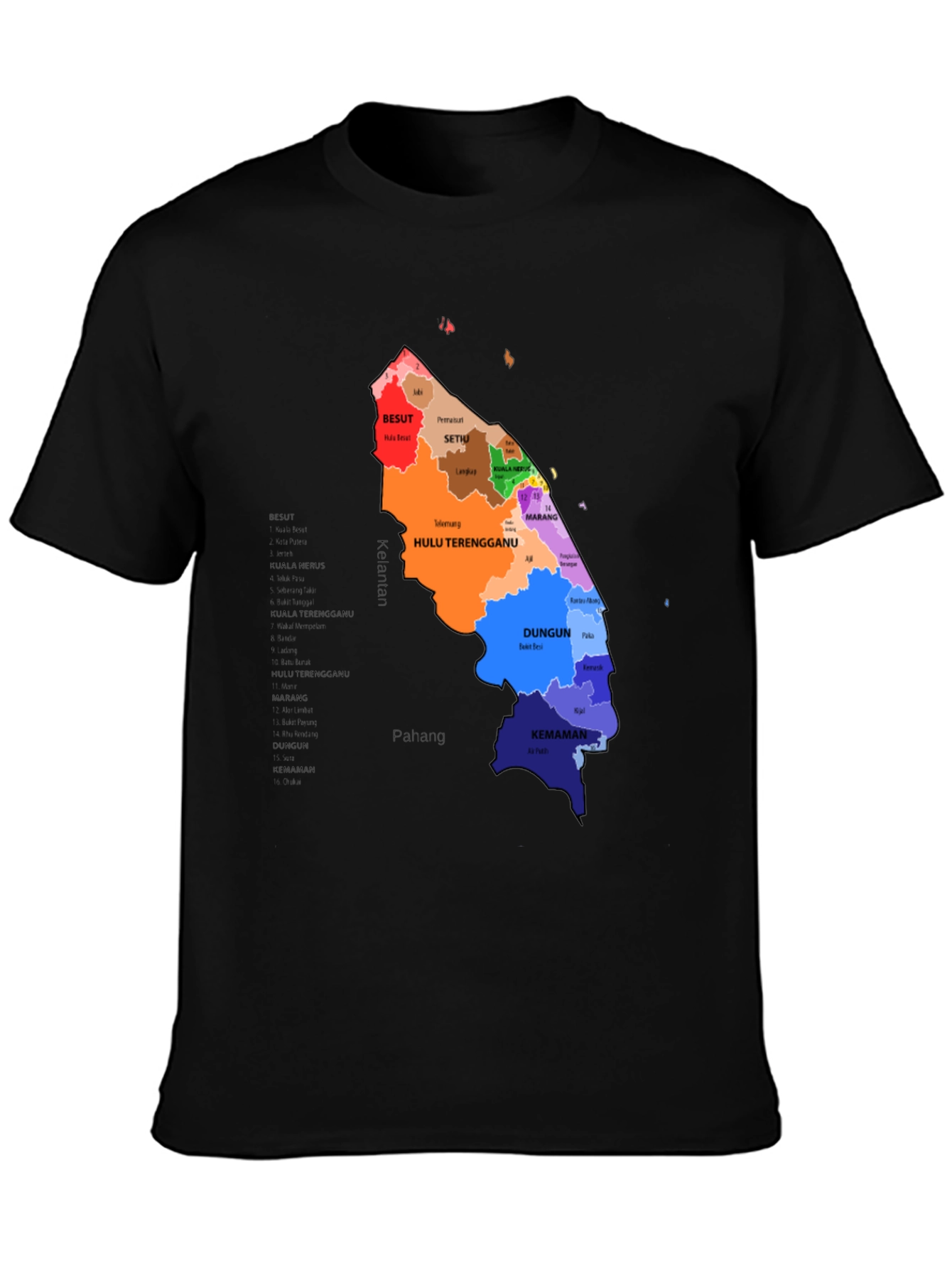 Terengganu State Map Graphic T-Shirt