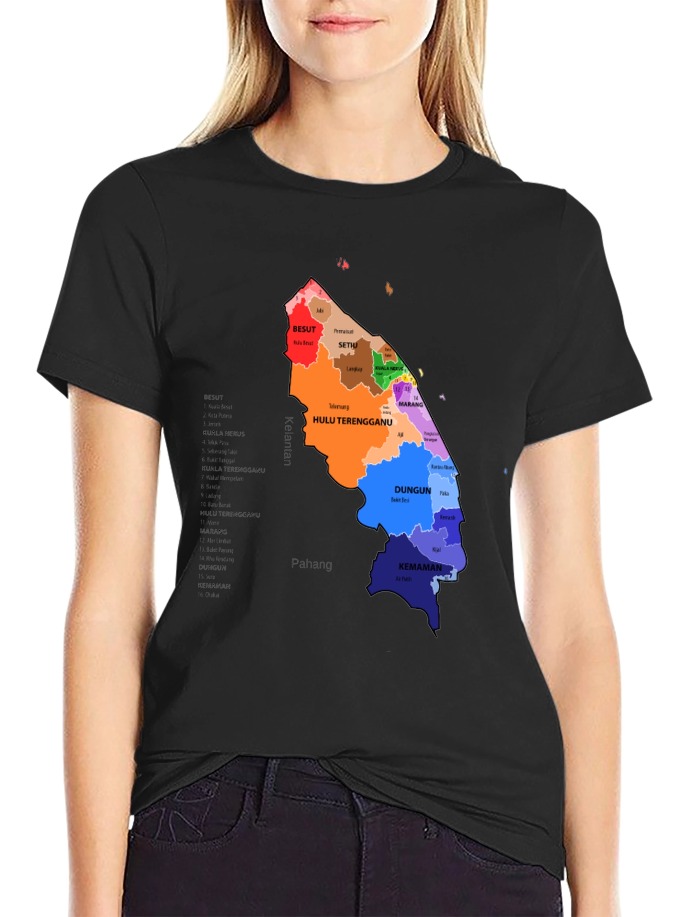 Terengganu State Map Graphic T-Shirt
