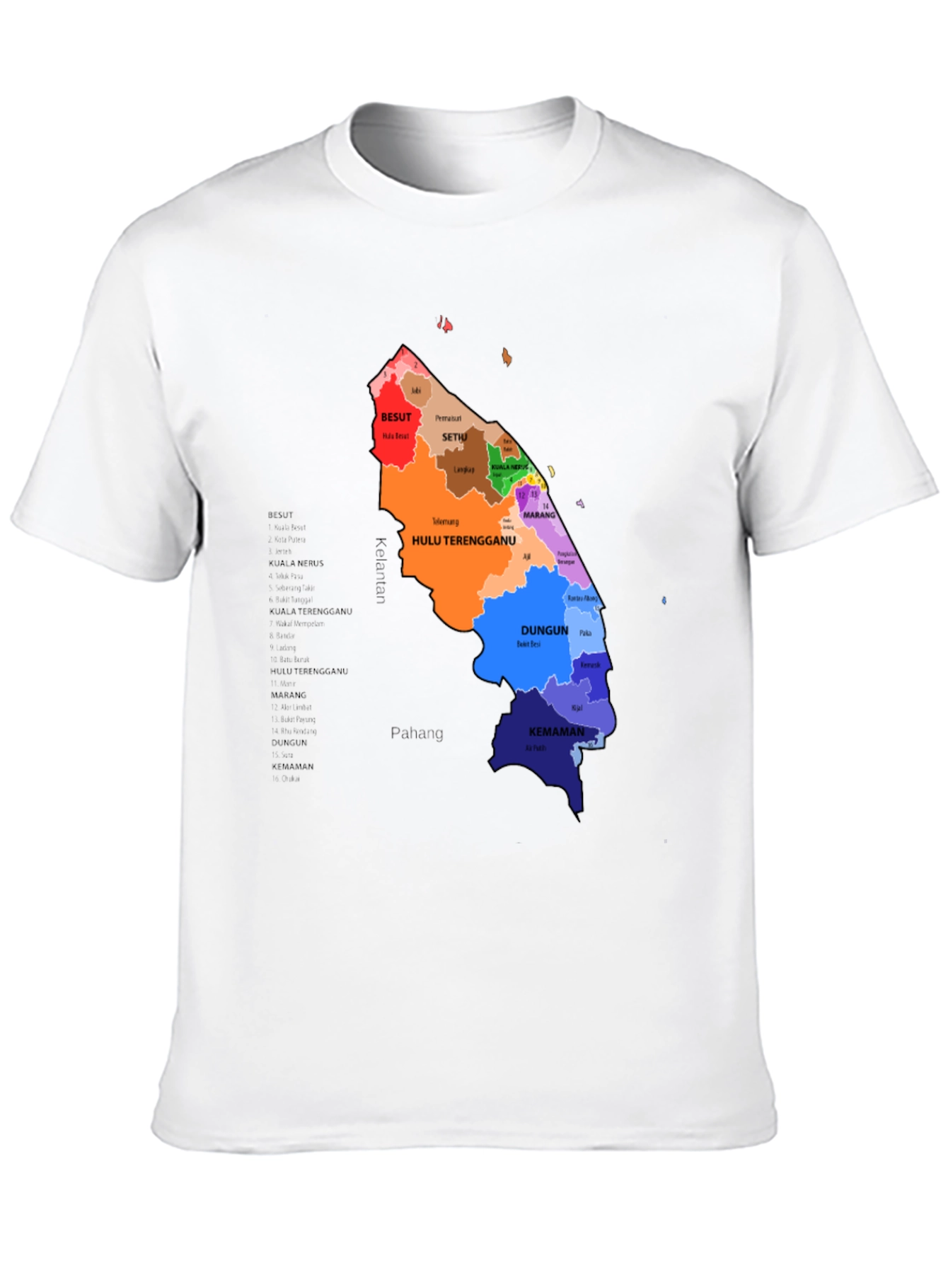 Terengganu State Map Graphic T-Shirt