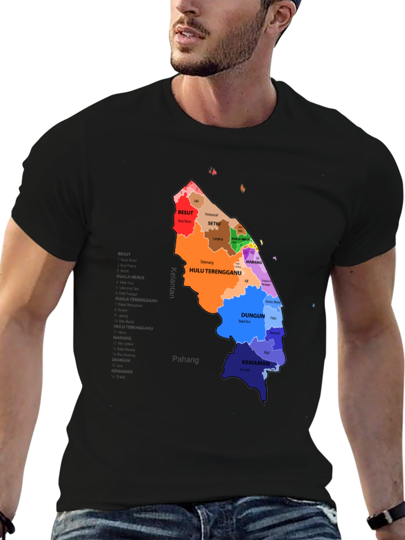 Terengganu State Map Graphic T-Shirt