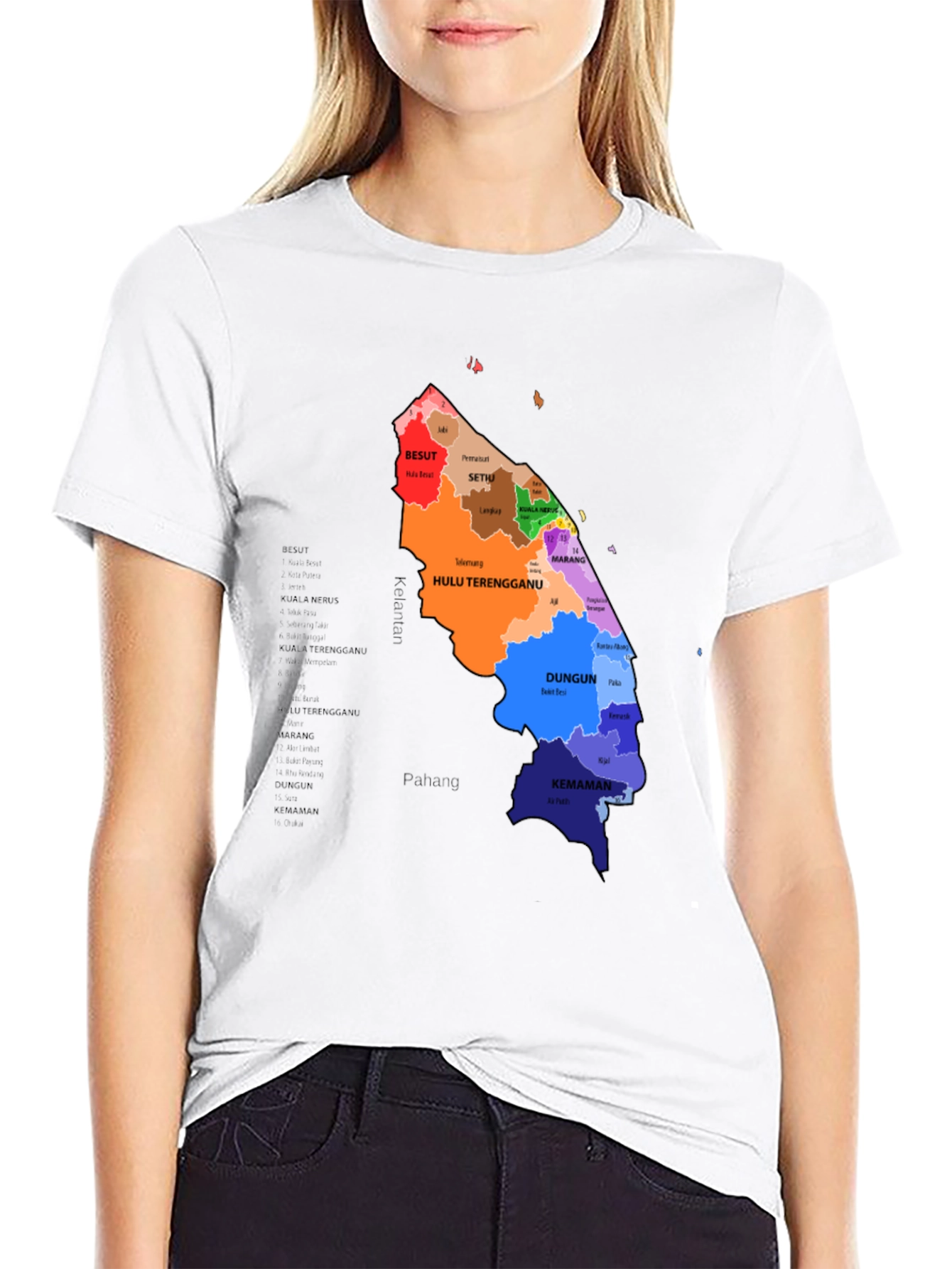 Terengganu State Map Graphic T-Shirt