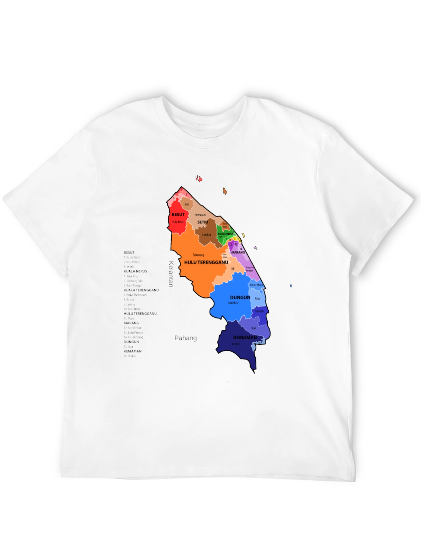 Terengganu State Map Graphic T-Shirt