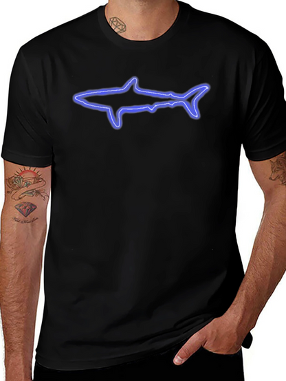 Neon Shark Graphic Black T-Shirt
