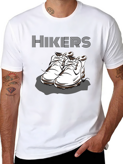 Hikers Black T-Shirt with Hiking Boots Design