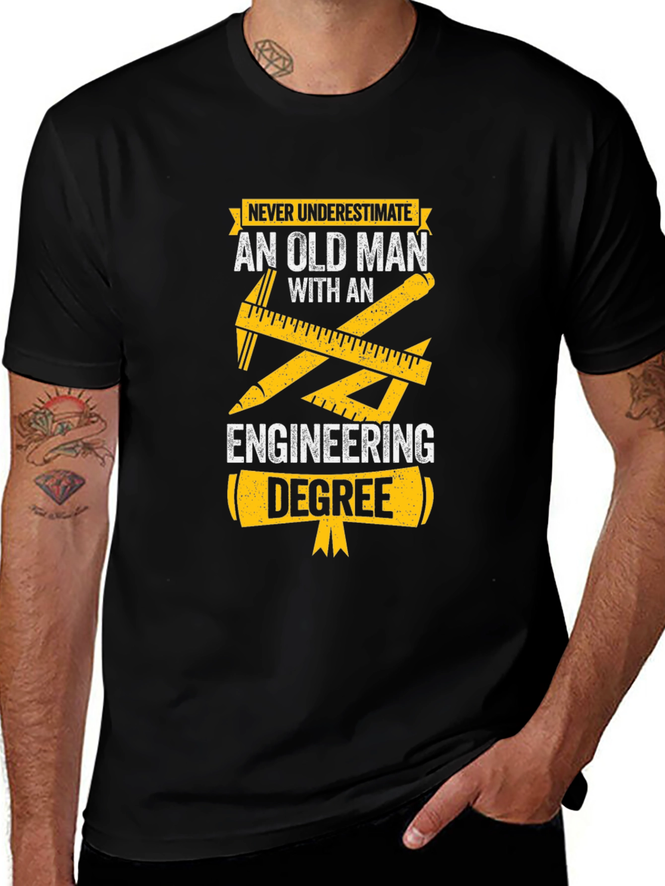 Old Man with Engineering Degree T-Shirt