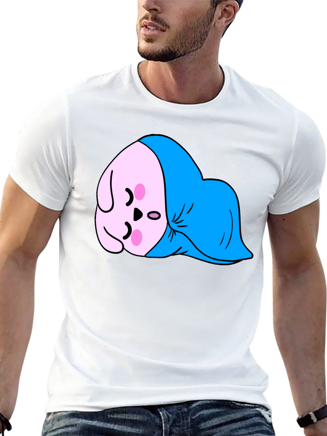 Cute Sleeping Kawaii Character Black T-Shirt