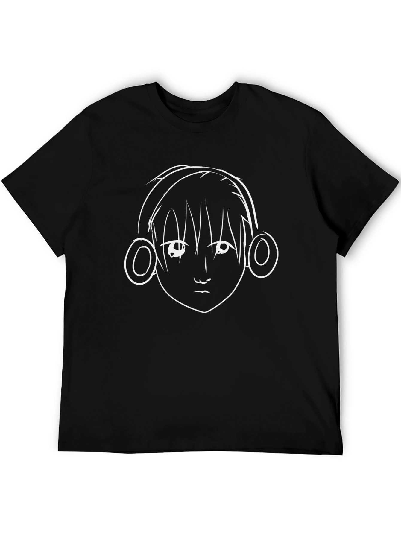 Anime Style Graphic Tee - Black