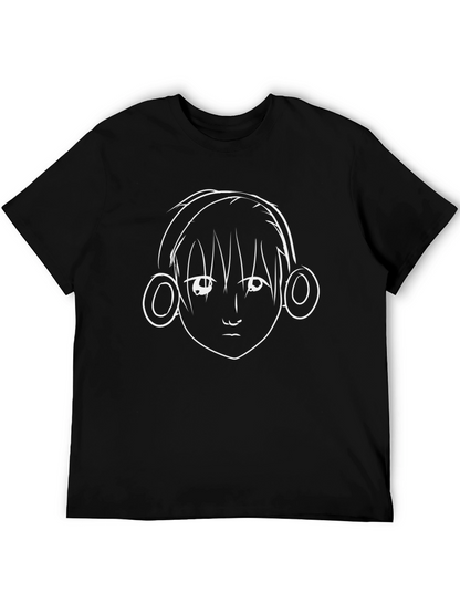 Anime Style Graphic Tee - Black