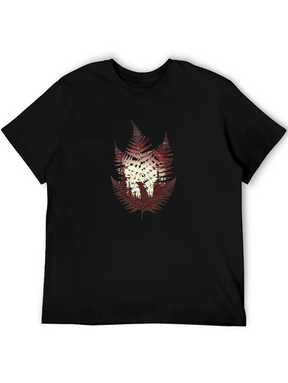 Fern Forest Graphic Print Mens Black T-Shirt
