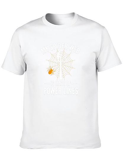 Power Line Spider Web T-Shirt Lineman Halloween Tee