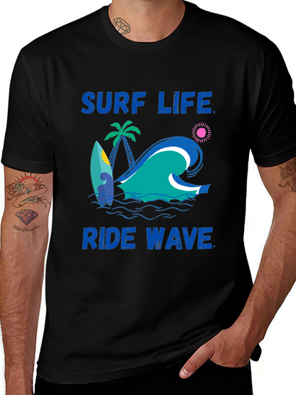Surf Life Ride Wave Graphic Print T-Shirt