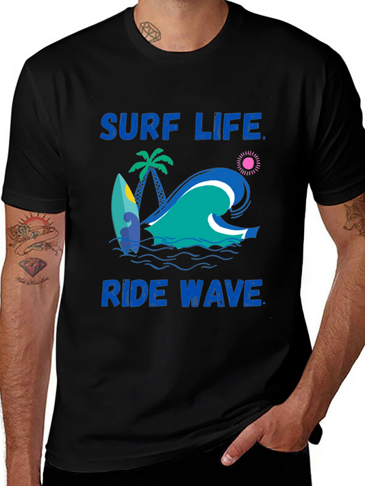 Surf Life Ride Wave Graphic Print T-Shirt