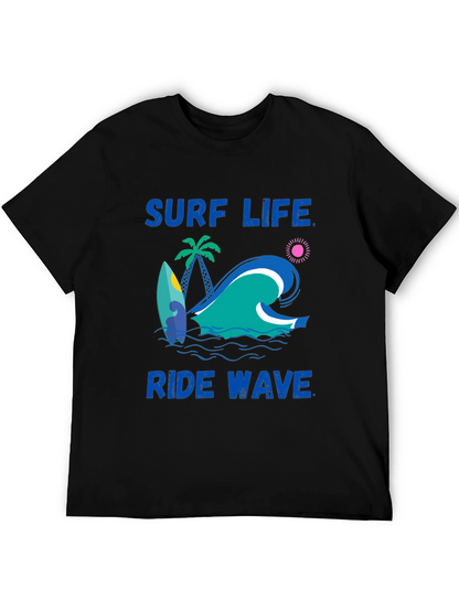 Surf Life Ride Wave Graphic Print T-Shirt