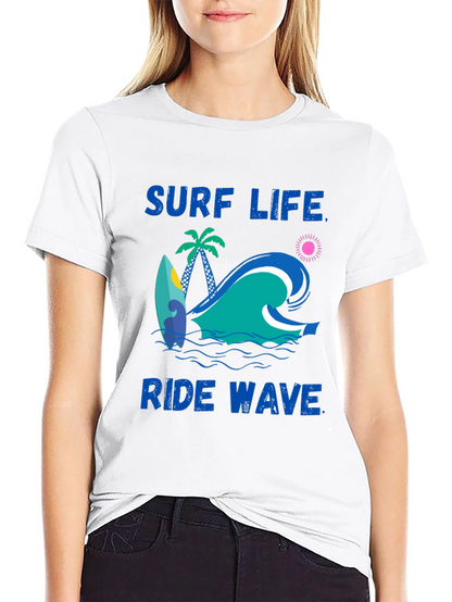 Surf Life Ride Wave Graphic Print T-Shirt