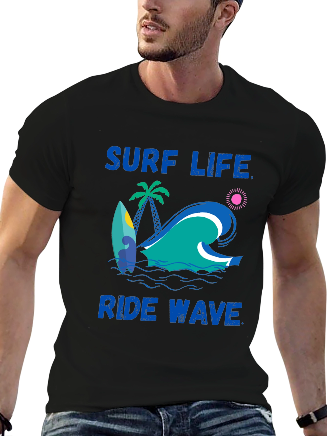Surf Life Ride Wave Graphic Print T-Shirt