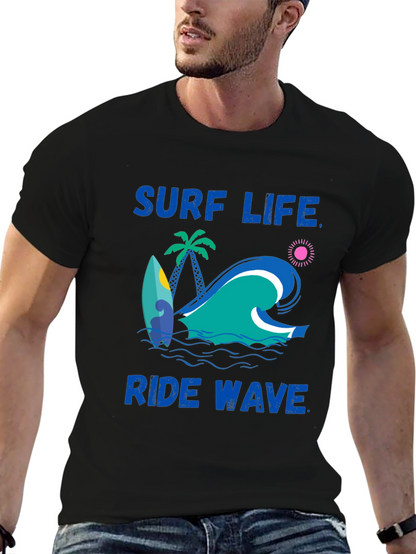 Surf Life Ride Wave Graphic Print T-Shirt
