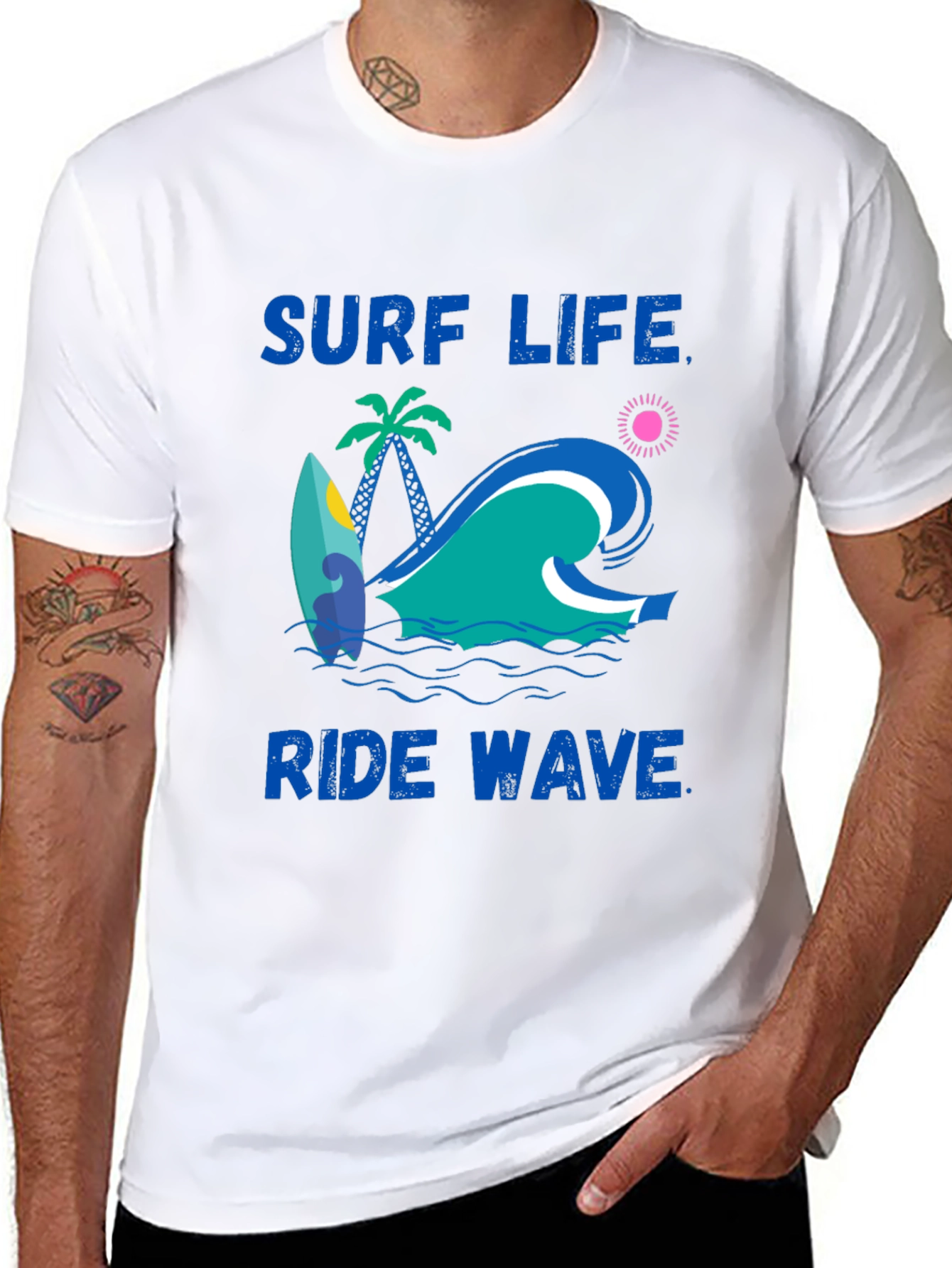 Surf Life Ride Wave Graphic Print T-Shirt