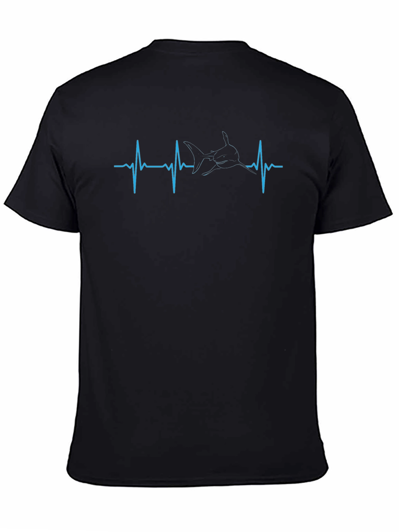 Shark Heartbeat Graphic Tee - Black Cotton T-Shirt