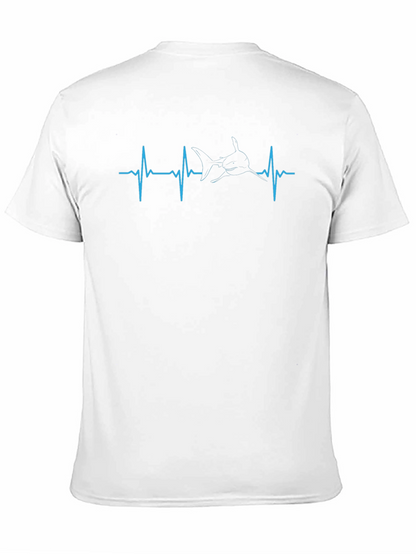 Shark Heartbeat Graphic Tee - Black Cotton T-Shirt