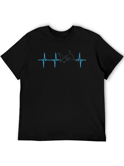 Shark Heartbeat Graphic Tee - Black Cotton T-Shirt