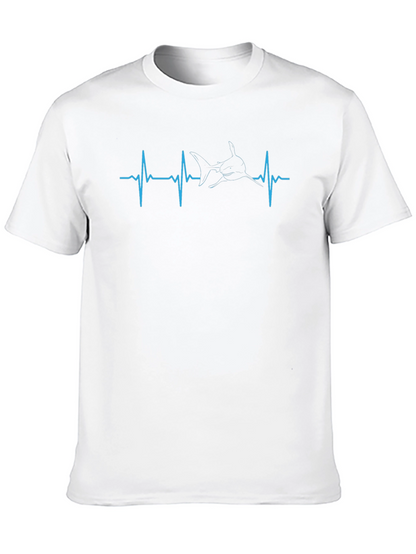 Shark Heartbeat Graphic Tee - Black Cotton T-Shirt