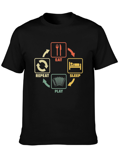 Eat Sleep Play Accordion Black T-Shirt