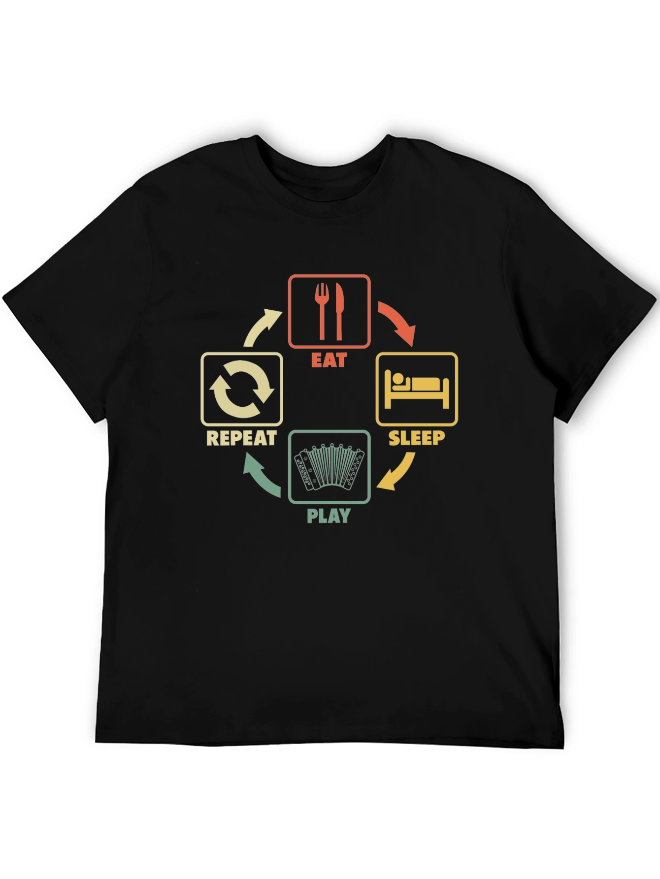 Eat Sleep Play Accordion Black T-Shirt