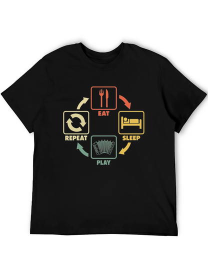 Eat Sleep Play Accordion Black T-Shirt