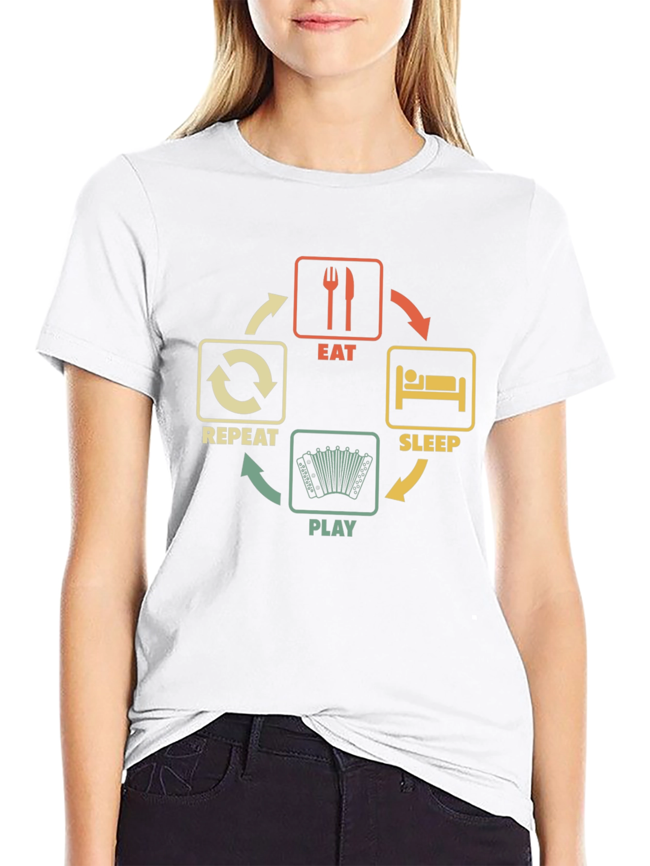 Eat Sleep Play Accordion Black T-Shirt