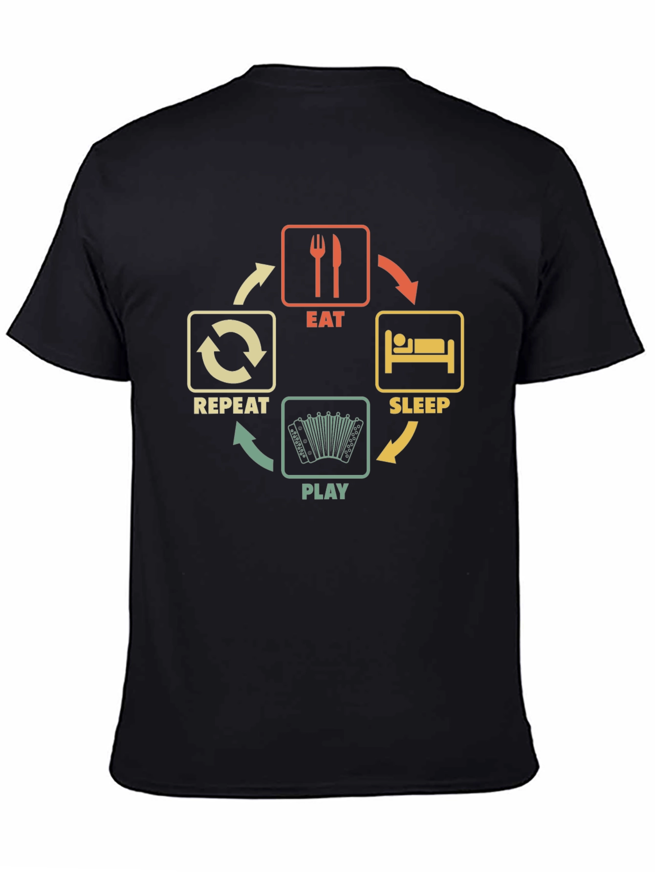 Eat Sleep Play Accordion Black T-Shirt