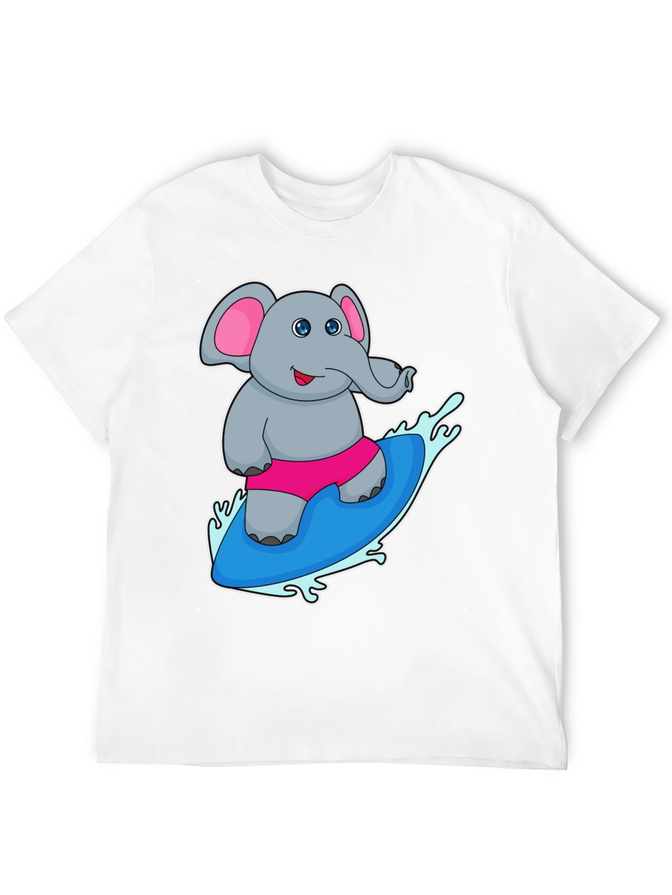 Elephant Surfing T-Shirt - Cute Cartoon Tee
