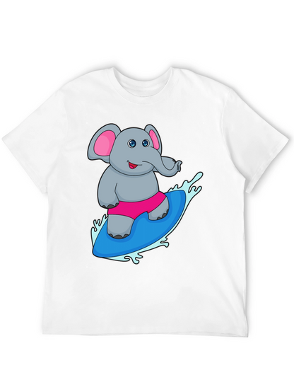 Elephant Surfing T-Shirt - Cute Cartoon Tee