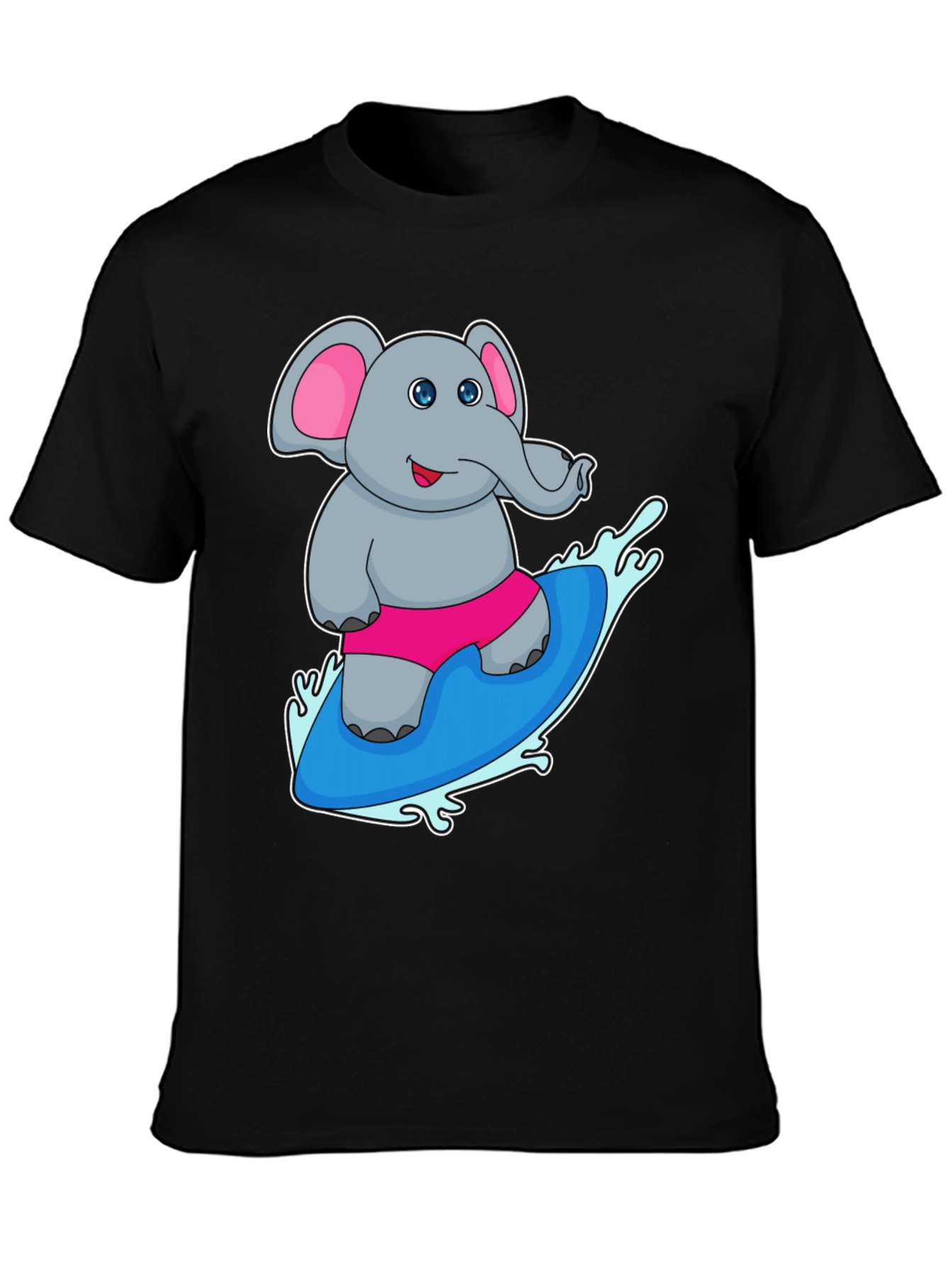 Elephant Surfing T-Shirt - Cute Cartoon Tee