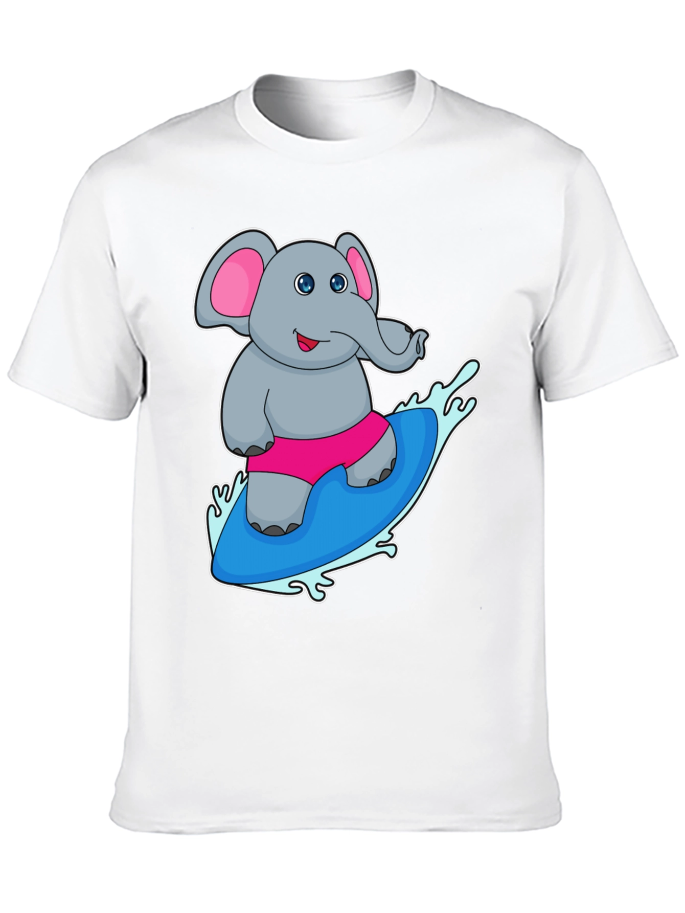 Elephant Surfing T-Shirt - Cute Cartoon Tee