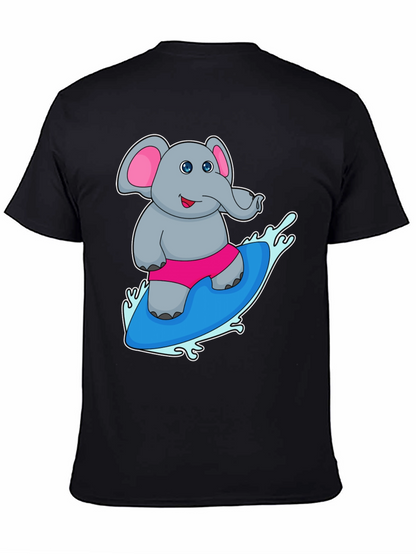 Elephant Surfing T-Shirt - Cute Cartoon Tee