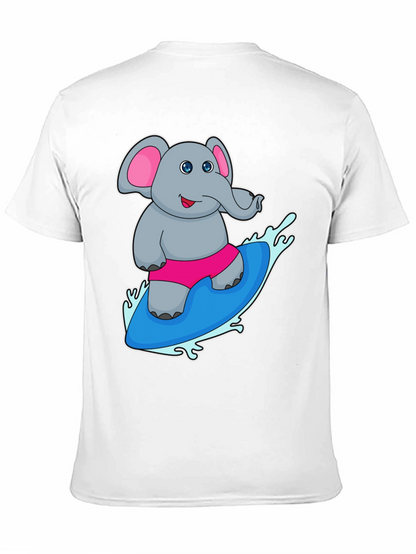 Elephant Surfing T-Shirt - Cute Cartoon Tee