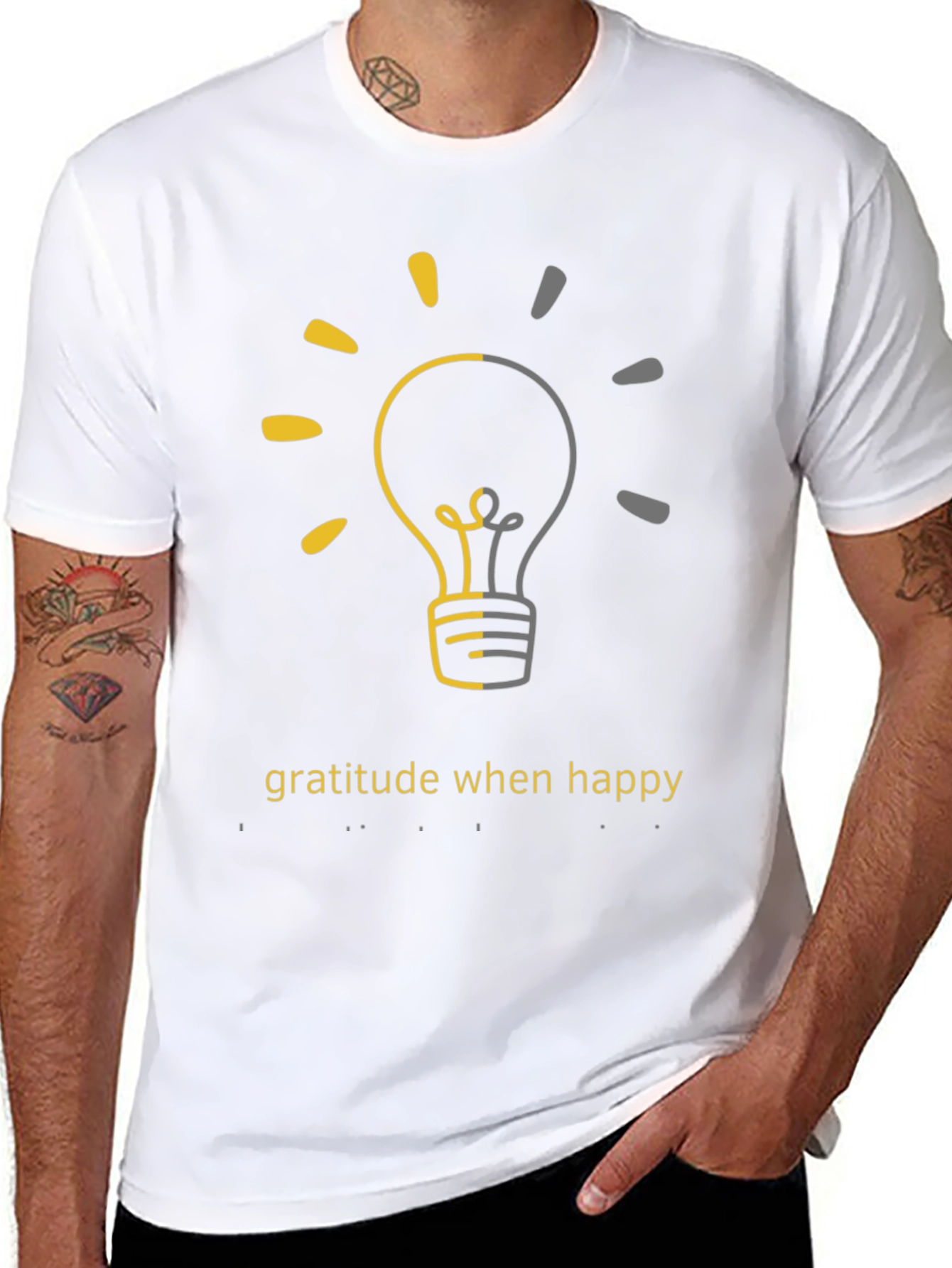 Gratitude When Happy Light Bulb Graphic Tee