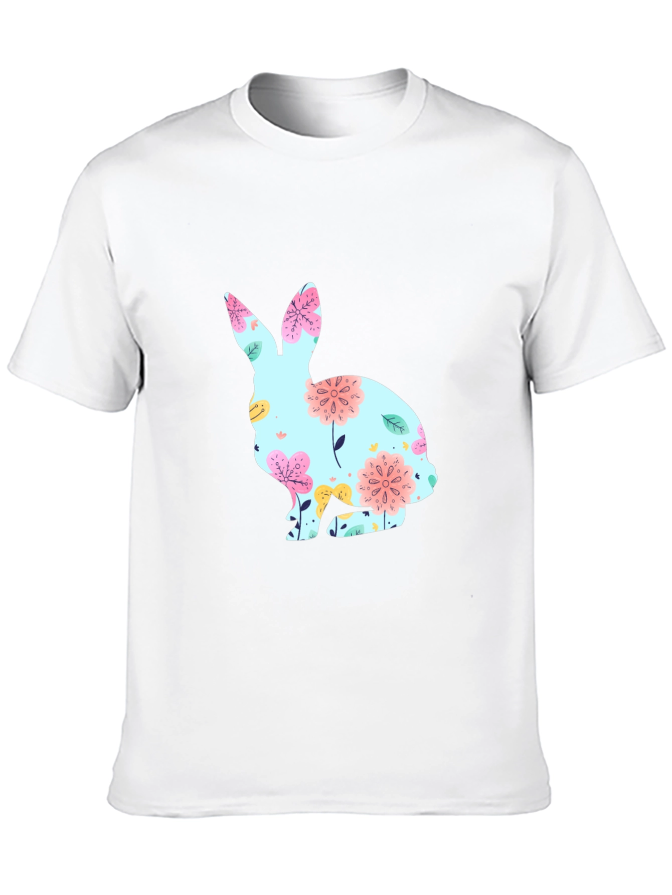 Floral Bunny Graphic T-Shirt - Black Easter Tee