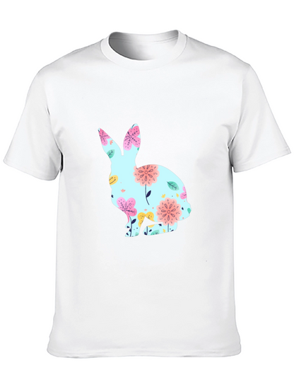 Floral Bunny Graphic T-Shirt - Black Easter Tee
