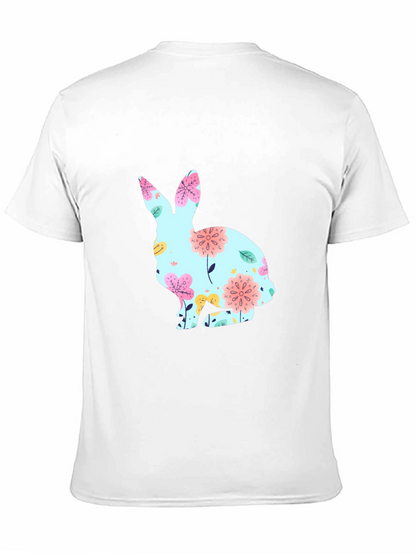 Floral Bunny Graphic T-Shirt - Black Easter Tee